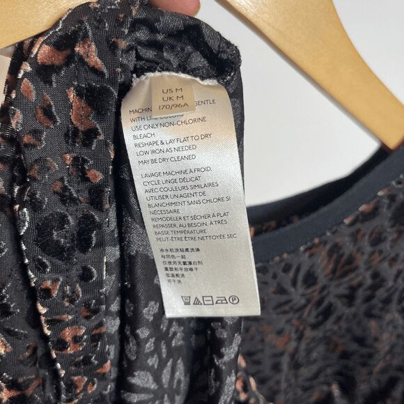 We the Free People Teddy Burnout Velvet Tee Size Medium Cheetah Black Combo - Picture 8 of 8